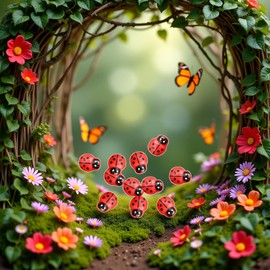 Zhuluck 20 Pcs Mini Ladybug DIY Micro Landscape Fairy Garden Decorations and Ornaments for Scrapbooking Outdoor Statues Mini Resin Ladybugs Ladybird Figurines and Animal Supplies