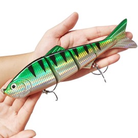 HADORAM Lure 4 Sections Multi Jointed Swimbait Lifelike Sinking Fishing Lure for Bass Trout Perch (Color 2#)