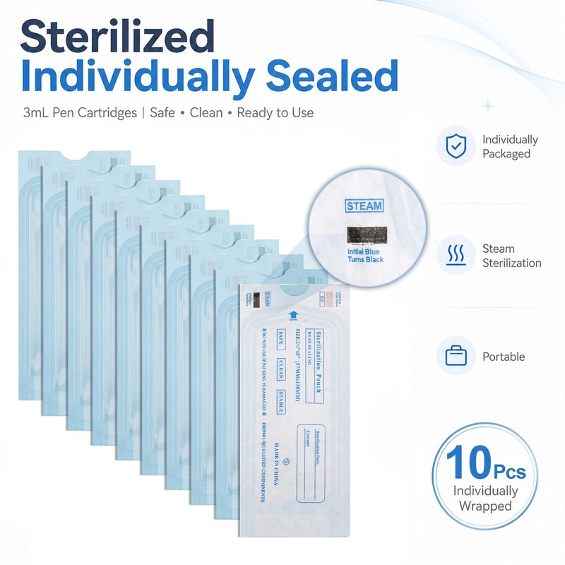 10 Pack 3mL Pen Cartridge, Sterilized 3cc Cartridges for Peptide