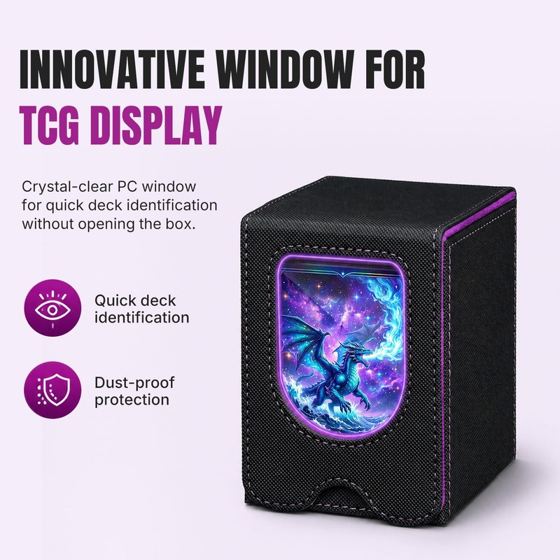 Mcbazel TCG Deck Box with Display Window, 5 Dividers, Holds