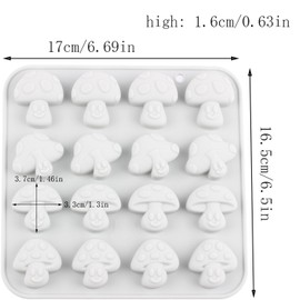 AIBOYA 16 Cavity Mushroom Silicone Candy Molds For Chocolate Candy