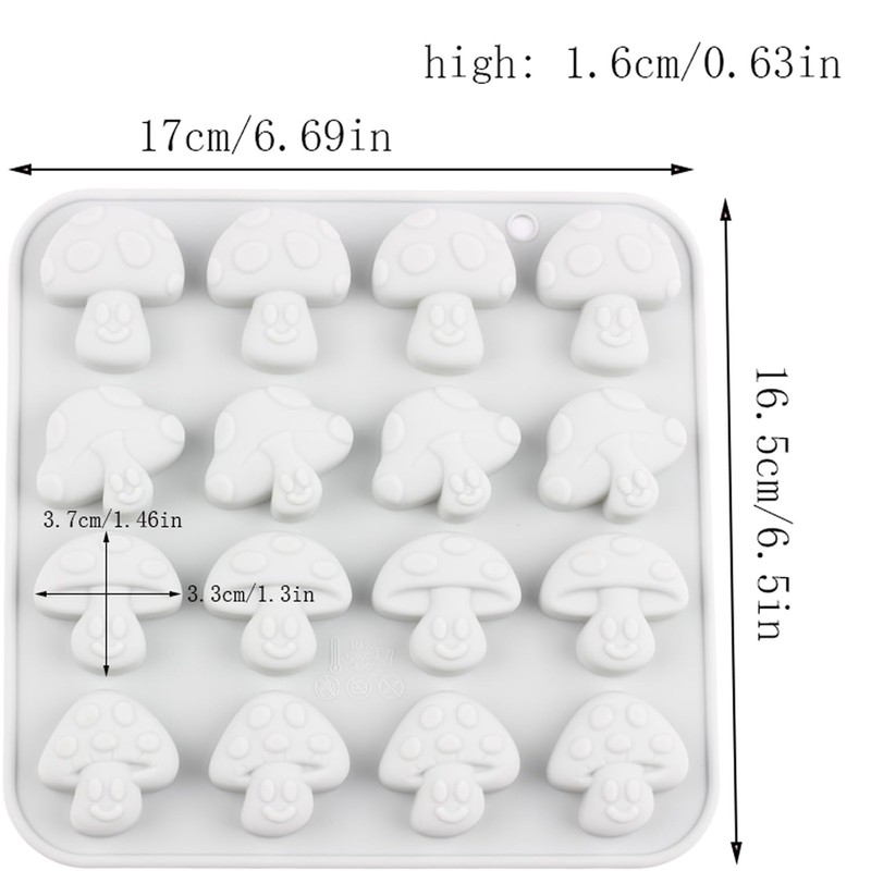 AIBOYA 16 Cavity Mushroom Silicone Candy Molds For Chocolate Candy