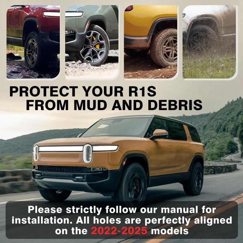 BestEvMod Mud Flaps Splash Guards Compatible with Rivian R1S 2022