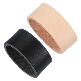 PATIKIL Leather Loop Keeper, 2 Pcs Leather Loops Belt Keeper Loops Retainer Straps Replacement for 1.3 Inch Wide Belts/Straps, Black/Khaki