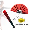 BOXOB Large Foldable Hand Fan, Plastic Fabric Rave Folding Held