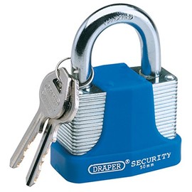 Draper 64180 40mm Laminated Steel Padlock & 2 Keys with Hardened Steel Shackle