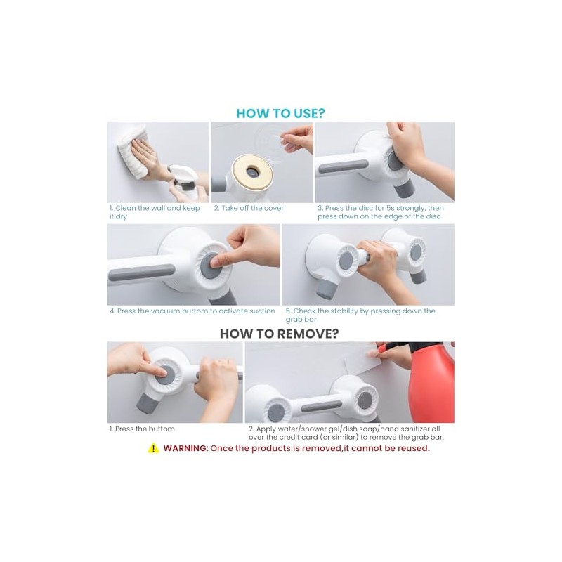 TAILI Grab Bars for Shower,Maximum 350lbs, 2 Pack Super Strong