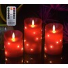 danip red LED flameless Candle with Embedded Star String, 3-Piece