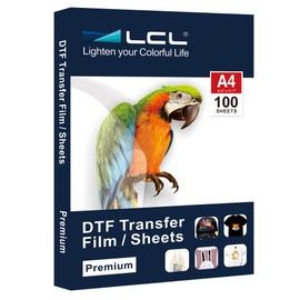 LCL DTF Transfer Film Paper - A4(8.4" x 11.7") 100 DTF Paper with Smart Printing Pad for All Sublimation&DTF Printers,DTF Film for Sublimation Hack,Upgraded Premium Direct to Film for All Fabrics