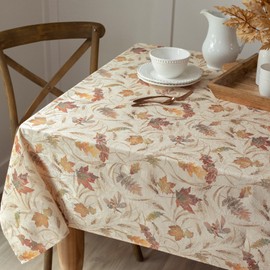Benson Mills Autumn Jacquard Printed Fabric Tablecloth for Fall, Harvest, and Thanksgiving Table Cloth (Natures Leaves, 60" x 140" Rectangular)