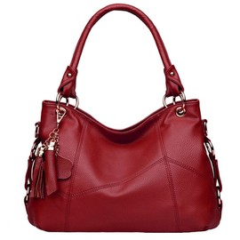 FiveloveTwo Women Ladies Top-Handle Bag Shoulder Bag Satchel Handbags Tote Bags Purse Burgundy