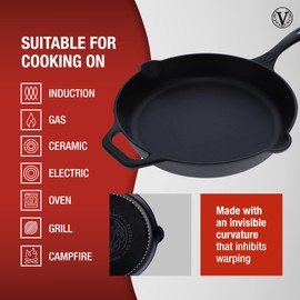 Victoria Cast Iron Skillet, Pre-Seasoned Cast Iron Frying Pan with Silicone Handle Holder, Made in Colombia, 12 Inch