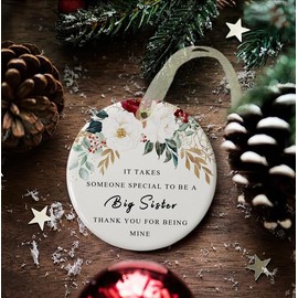 Sister Ornaments 2024 Sis Ornament Big Sisters Ornament Sister Christmas Ornament for Sisters Forever Ornament Sister Graduate Best Sis Ever Double-Sided Printing Ceramic(2.9"