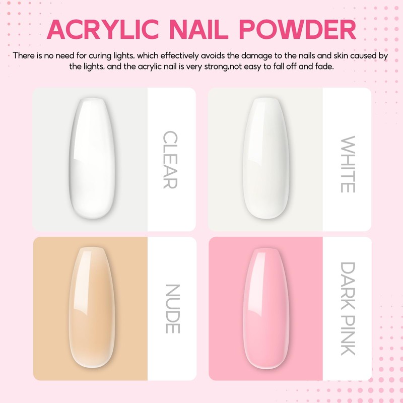 Acrylic Nail Kit with Drill and Light for Beginners Long