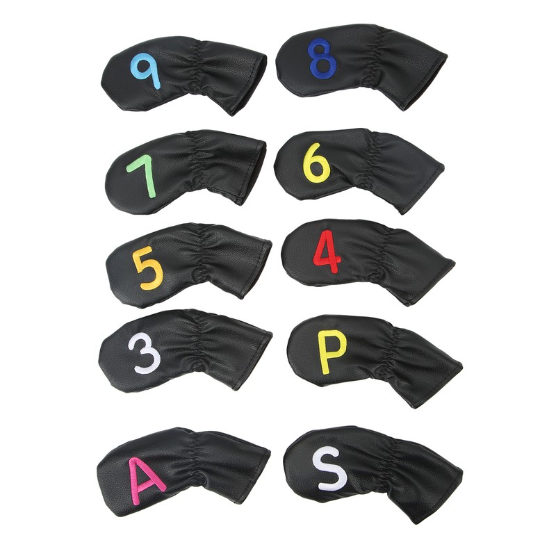 10Pcs Golf Head Cover Club Headcover Waterproof PU Elastic Closing