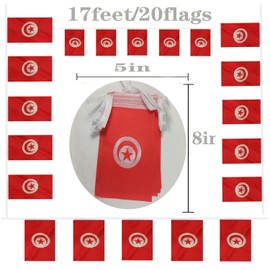 FFILL 20 Feet 20 Flags Tunisia Banner Flag String, Tunisia Mini Flag Small Banner, for Party, Shops and Bars Decorations, Outdoor Decorations.African Country-Themed National Flags-30 Countries To