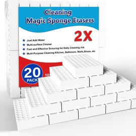 Magic Sponge Erasers, 20 Pack 2X Density Stronger Melamine Sponge Foam Pads, Multi-Functional Household Cleaning Supplies Cleaner for Kitchen, Bathroom, Bathtub, Sink, Wall Cleaner rinse Soap - Size: 20PCS