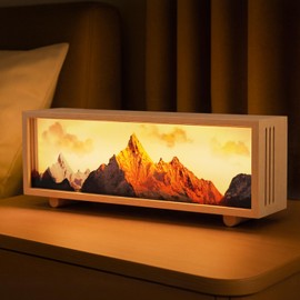 JOHOUSE Nature Decor Ambient Lamp-Inspired Unique Lamp– Mountain Scene Wooden Warm Lights for Bedroom, Cozy Bedroom/Living Room Vintage Decor, Housewarming Birthday Valentine's Day Mother's Day Gift