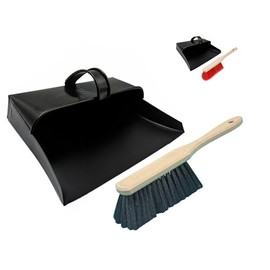 Brushmann Enclosed Metal Dustpan and Hand Brush Set (Soft Bristle Brush)