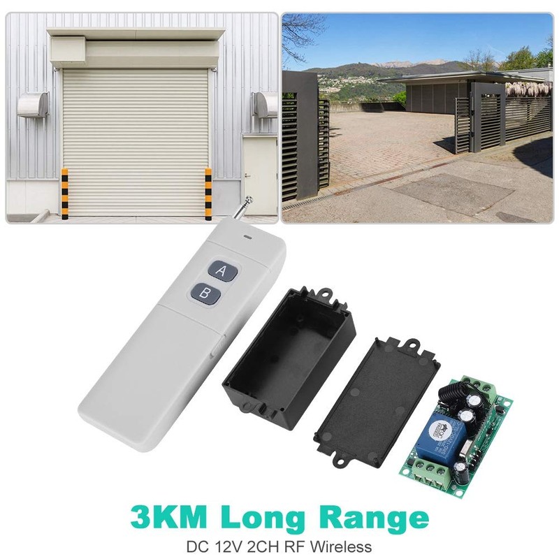 3KM Long Range DC 12V 2CH RF Remote Control Switch