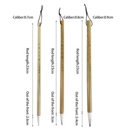 Kopida 3 Pcs Chinese Writing Brush, Small/Medium/Large 3 Sizes Chinese Writing Drawing Watercolor Ink Brushes Wolf Hair Bamboo Brushes for Professional Beginner