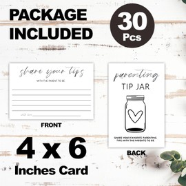 30 Advice & Wishes Cards - Share Your Tips- Black - Double Sided Fill-Advice Cards For Baby Shower, Party Favor & Supplies Gender Reveal, New Born Baby Announcement Party Supplies- A12