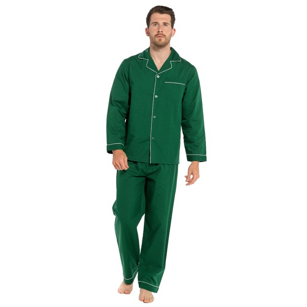 Lora Dora Mens Traditional Pyjamas Emerald Green M