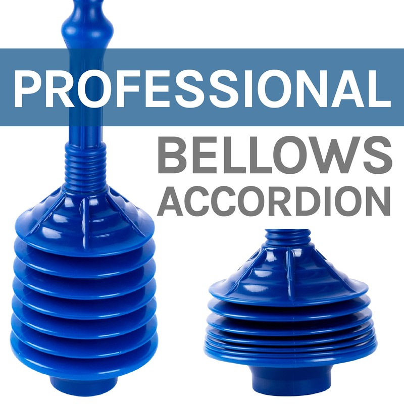JS Jackson Supplies Blue Bellows Accordion Toilet Plunger with Black