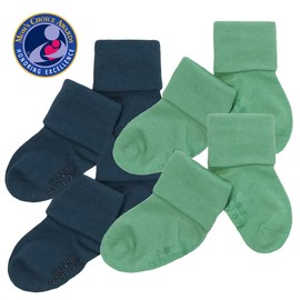 Babysoy Unisex Newborn Baby Gripper Socks - Toddler Ankle Non-Slip Socks with Grips- Pack of 4s (6-12 Months, Dragon/Indigo)