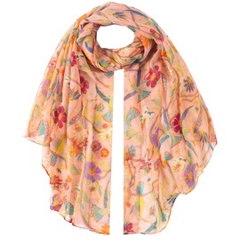 World of Shawls Winter Christmas Robin Bird Print Girls Lady Women Colorful Long Cute Scarf Wraps Shawl Soft Scarves Maxi (Multi Colour Birds peach)