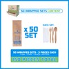 WOODABLE Disposable & Backyard Compostable Wooden Wrapped 3pc Set (Fork,