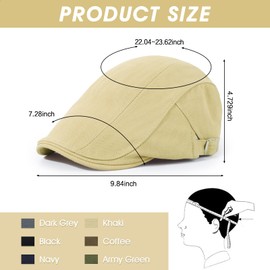 Geyanuo 3Pcs Newsboy Cap for Men Classic Adjustable Flat Cap Ivy Gatsby Driving Cabbie Hat