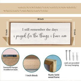 I Still Remember the Days I Prayed Sign 40" x 15" Large Living Room Wall Decor Wooden Vintage Framed Plaque Country Bedroom Hanging Home Farmhouse Inspirational I Prayed Wall Art (Wood)