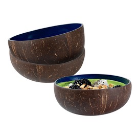 Restaurantware Coco Casa 16 oz Metallic Blue Handmade Coconut Bowl - 10 count box, RWB0616BL