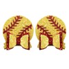 2pc Glitter Yellow Softball Cheer Bow Hair Clips 3in Sparkly