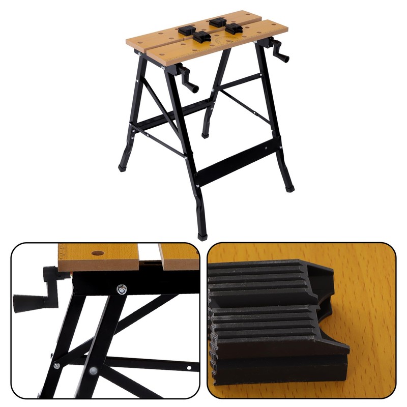 220Lbs Portable Small Workbench with Vise,Folding Sawhorse/Worktable, Multifunctional Workstation