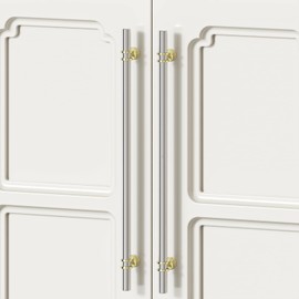 Rergy Cabinet Handles Drawer Pulls and Knobs, 10Pack Brushed Nickel and Gold 8inch Hole Center, Kitchen Hardware for Dresser Handle Zinc Alloy Furniture Pull