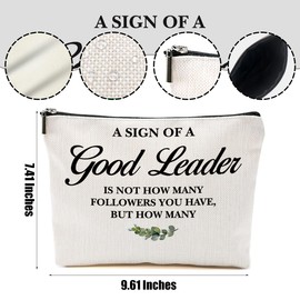 DHKG Best Leader Gift Makeup Bag, Leadership Gifts for Women, Thank You Gifts for Women Employee Manager Supervisor Coach Leader Mentor Boss Lady Christmas Birthday Gift Cosmetic Bags Makeup Pouch