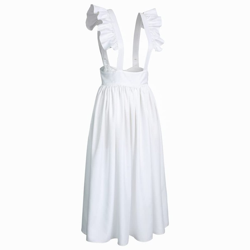 Jeufoin Women Vintage Victorian Maid Ruffles Pinafore Apron Pioneer Colonial