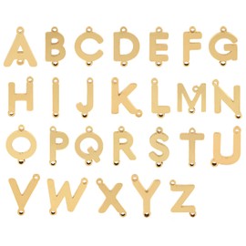Feqosuk 26pcs 18k Gold Filled Letter Charms,Initial Charms,Letter Pendants for DIY Bracelet Necklace Jewelry Making (letter style 1)