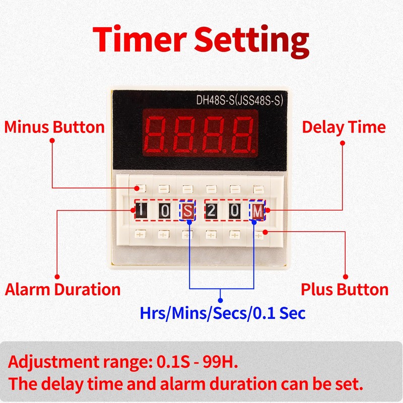 Cycle Timer Alarm with Flashing Light - 0-110dB Adjustable Siren,
