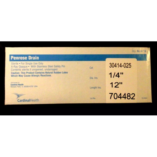 Cardinal 30414-025 Penrose tubing Drain - 12" x 1/4" Box