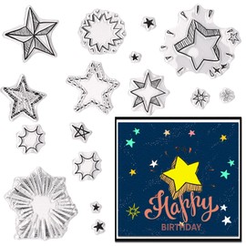 Hying Fireworks Stars Clear Stamps for Card Making, Celebration Holiday Rubber Stamps Stars Transparent Stamp Seal for Crafting DIY Scrapbooking Photo Album Decorations