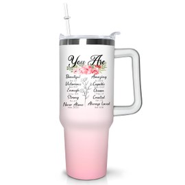 Christian Gifts For Women - Unique Religious Catholic Birthday Thanksgiving Christmas Gifts for Her 40oz Inspirational Tumbler with Handle and Straw Lid Cup Mug