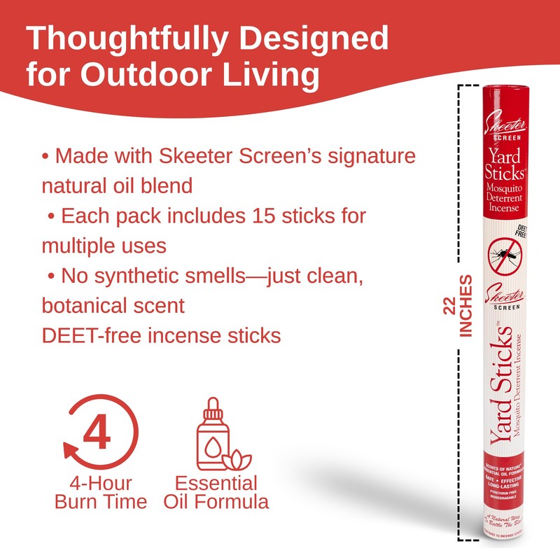 Skeeter Screen 61204R Mosquito Deterrent Incense Sticks – DEET-Free Essential