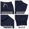 TRFIC Mens Fleece Cargo Sweatpants Heavyweight Elastic Waist Pants with