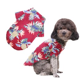 LHYZ PARK Hawaiian Beach Print Pet Dog Cat T-Shirts Cute for Small to Medium Dog Cats Cool Summer Vest Camp Shirt Clothes (RED, S)