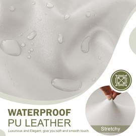 vctops 6 Pieces Waterproof Faux PU Leather Recliner Loveseat Slipcover Stretch Soft Sofa Couch Cover Anti-Slip Furniture Protector with Elastic Bottom for Kids Cats Dogs(White,2 Seat)