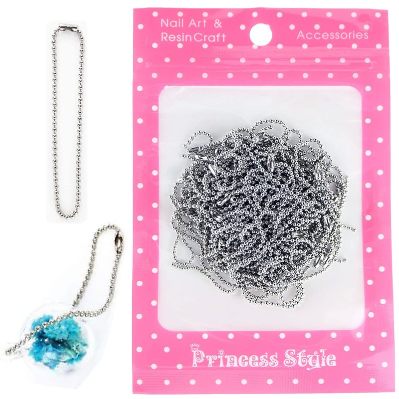 Ball Chain with Connector, Silver, Total Length: Approx. 4.9 inches