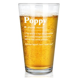 DAZLUTE Funny Grandpa Gifts for Men, Poppy Definition Beer Glass, Poppy Gifts from Grandkids, Poppy Gifts for Grandpa Father's Day Birthday Christmas Gifts for Grandfather Grandpa New Grandpa, 15 OZ